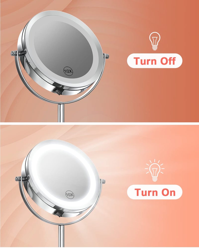 Benbilry Lighted Makeup Mirror with Magnification  1X/10X Magnifying Makeup Mirror  LED Vanity Mirror with Lights  Battery Operated  7 Inch Swivel Portable Cordless Desk Mirror - Image 4